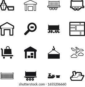 cargo vector icon set such as: profile, trade, lorry, old, perfect, find, air, wagon, cart, lift, lifting, top, magnifier, front, import, break, pixel, deliver, view, pilot, drawing, grey