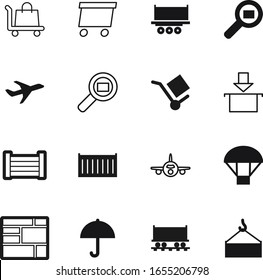 cargo vector icon set such as: storage, drawing, color, rail, simple, sea, containers, ship, train, weight, hook, steel, image, pictogram, market, railway, thin, transparent, pack, move, start, car