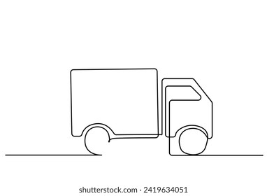 cargo vehicle truck object one line art design vector