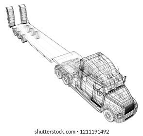 Cargo vehicle. Wire-frame. EPS10 format. Vector created of 3d