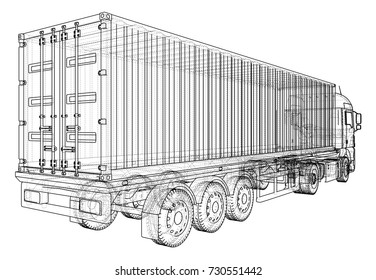 Cargo vehicle. Wire-frame. EPS10 format. Vector created of 3d