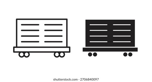 Diseño de símbolo de contorno de concepto de vagón de carga. Ilustración de elemento simple.
