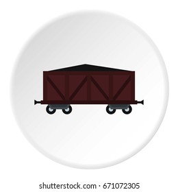 Cargo wagon icon in flat circle isolated vector illustration for web