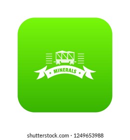 Cargo wagon icon green vector isolated on white background