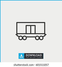 cargo wagon icon. simple outline cargo wagon vector icon. on white background.