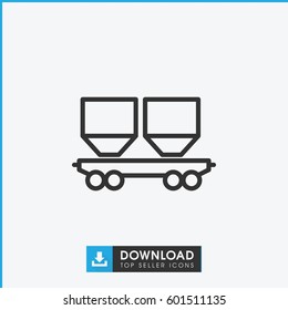 cargo wagon icon. simple outline cargo wagon vector icon. on white background.