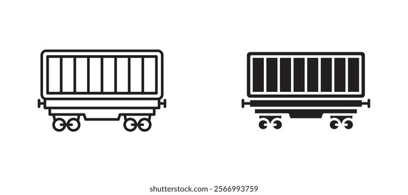 Cargo wagon icons in outline and fill. vector illustration for ui.