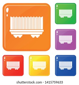 Cargo wagon icons set collection vector 6 color isolated on white background