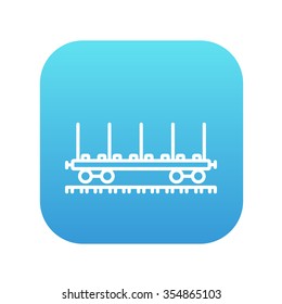 Icono de la línea del vagón de carga para web, móvil e infografía. Icono de blanco vector en el cuadrado de gradiente azul con esquinas redondeadas aisladas en fondo blanco.