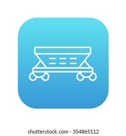 Cargo wagon line icon for web, mobile and infographics. Vector white icon on the blue gradient square with rounded corners isolated on white background.