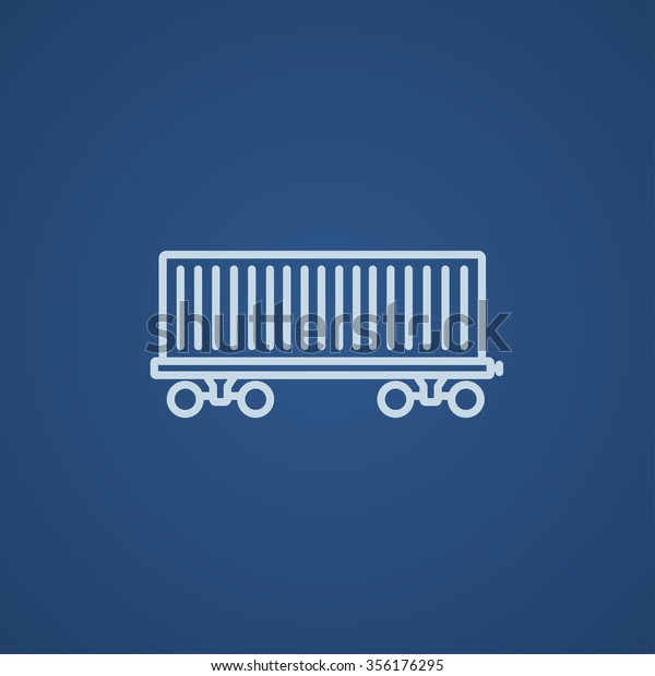 Cargo wagon line icon\
for web, mobile and infographics. Vector light blue icon isolated\
on blue background.