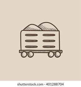 Cargo wagon sketch icon.
