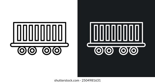 Cargo wagon vector icon set black and white filled and outlined style.