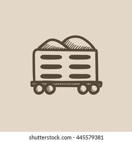 Cargo wagon vector sketch icon isolated on background. Hand drawn Cargo wagon icon. Cargo wagon sketch icon for infographic, website or app.