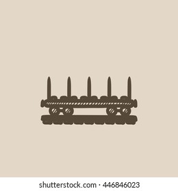 Cargo wagon vector sketch icon isolated on background. Hand drawn Cargo wagon icon. Cargo wagon sketch icon for infographic, website or app.
