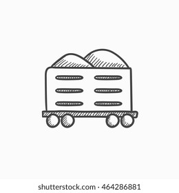 Cargo wagon vector sketch icon isolated on background. Hand drawn Cargo wagon icon. Cargo wagon sketch icon for infographic, website or app.