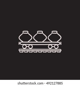 Cargo wagon vector sketch icon isolated on background. Hand drawn Cargo wagon icon. Cargo wagon sketch icon for infographic, website or app.