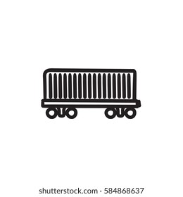 Cargo wagon vector sketch icon isolated on background. Hand drawn Cargo wagon icon. Cargo wagon sketch icon for infographic, website or app.