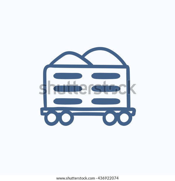 Cargo wagon vector sketch icon isolated on\
background. Hand drawn Cargo wagon icon. Cargo wagon sketch icon\
for infographic, website or\
app.