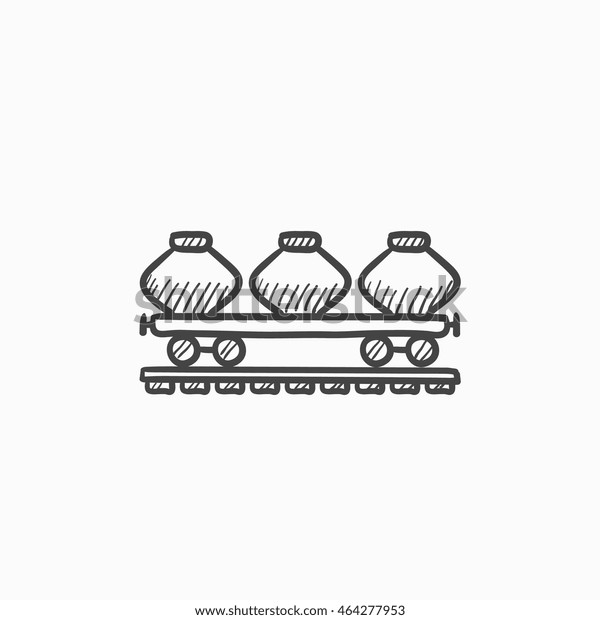 Cargo wagon vector sketch icon isolated on
background. Hand drawn Cargo wagon icon. Cargo wagon sketch icon
for infographic, website or
app.