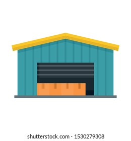 Cargo warehouse icon. Flat illustration of cargo warehouse vector icon for web design