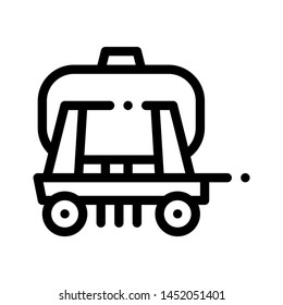 Cargo Water Trailer Vehicle Vector Thin Line Icon. Agricultural Transport Liquid Trailer Machinery Linear Pictogram. Delivery Machine, Combine Monochrome Contour Illustration