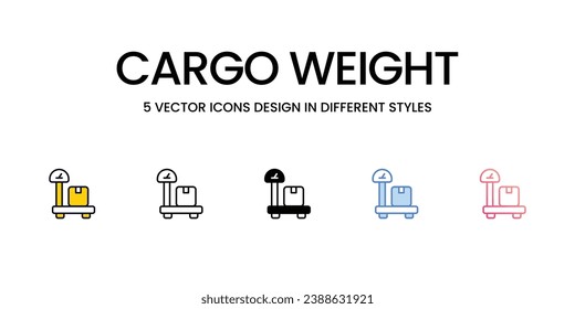 Cargo Weight Icon Design in Five style with Editable Stroke. Line, Solid, Flat Line, Duo Tone Color, and Color Gradient Line. Suitable for Web Page, Mobile App, UI, UX and GUI design.