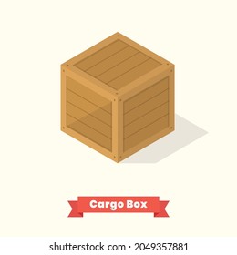 Caja de madera de carga isométrica. Ilustración del vector