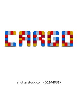Cargo word from colofrul containers isolated on white background vector