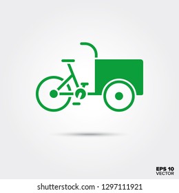 Cargobike icon, Sustainable delivery vehicle, eco-friendly transportation symbol. EPS 10 Vector.