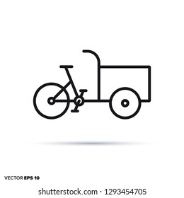 Cargobike vector line icon. Environment friendly transportation symbol.