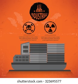 Cargo,boat,container design on old background,grunge vector