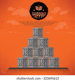 Cargo,box design on old background,grunge vector