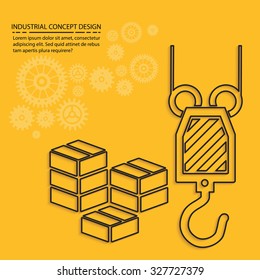 Cargo,crane, industry on yellow background,clean vector