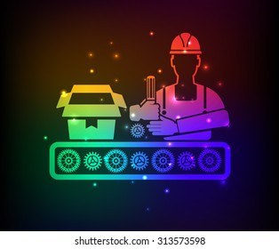 Cargo,engineer,industry design,rainbow concept,clean vector