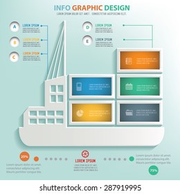 Cargo,Shipping boat info graphic design, Business concept design. Clean vector.