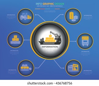 Cargo,shipping,logistic info graphic design on blue background,vector