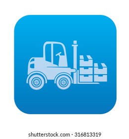 Cargo,truck,industry icon on blue background,clean vector