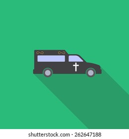 Car,hearse flat icon. Flat,modern design. Colored image. Long shadow. Vector illustration EPS10