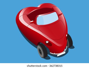 Car-heart Vector image. A car in the shape of a red heart Car-heart