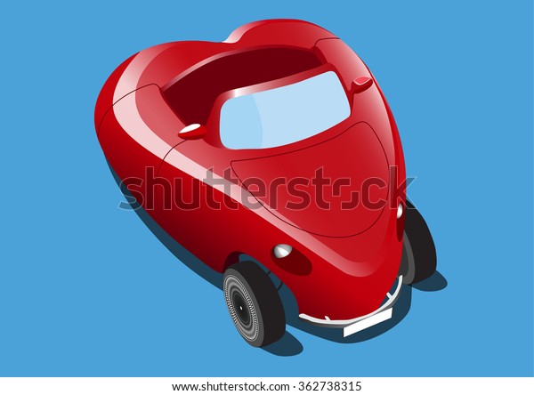 Car-heart Vector image. A car in the shape of a\
red heart Car-heart