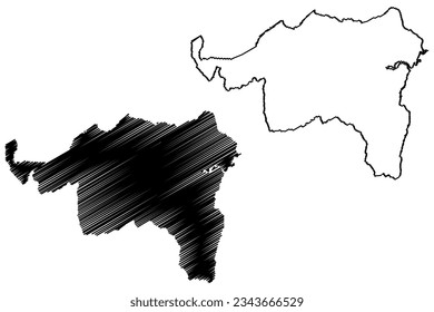 Mapa de ilustraciones vectoriales del municipio de Cariacica (estado de Espírito Santo, municipios de Brasil, República Federativa del Brasil), dibujo de garabatos mapa Cariacica