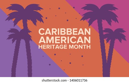 Caribbean American Heritage Month in June. Culture Month to the people of America. Celebrate annual with festival. Happy holiday. Poster, card, banner and background. Vector ilustration