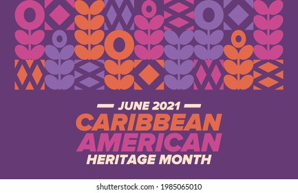 Caribbean American Heritage Month in June. Culture Month to the people of America. Celebrate annual with festival. Happy holiday. Poster, card, banner and background. Vector ilustration