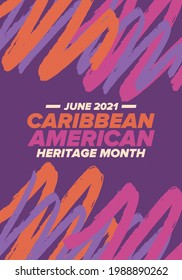 Caribbean American Heritage Month in June. Culture Month to the people of America. Celebrate annual with festival. Happy holiday. Poster, card, banner and background. Vector ilustration