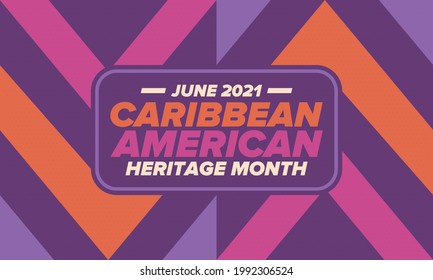 Caribbean American Heritage Month in June. Culture Month to the people of America. Celebrate annual with festival. Happy holiday. Poster, card, banner and background. Vector ilustration