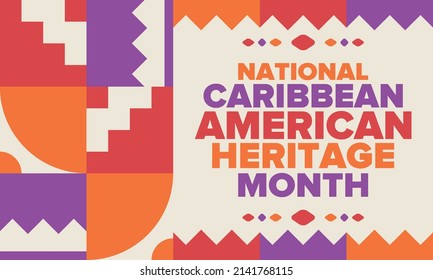 Caribbean American Heritage Month in June. Culture Month to the people of America. Celebrate annual with festival. Happy holiday. Poster, card, banner and background. Vector illustration