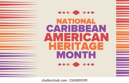 Caribbean American Heritage Month in June. Culture Month to the people of America. Celebrate annual with festival. Happy holiday. Poster, card, banner and background. Vector illustration