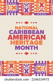 Caribbean American Heritage Month in June. Culture Month to the people of America. Celebrate annual with festival. Happy holiday. Poster, card, banner and background. Vector illustration