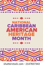 Caribbean American Heritage Month in June. Culture Month to the people of America. Celebrate annual with festival. Happy holiday. Poster, card, banner and background. Vector illustration